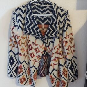 Tribal Patterned Sweater - Navy and Cream